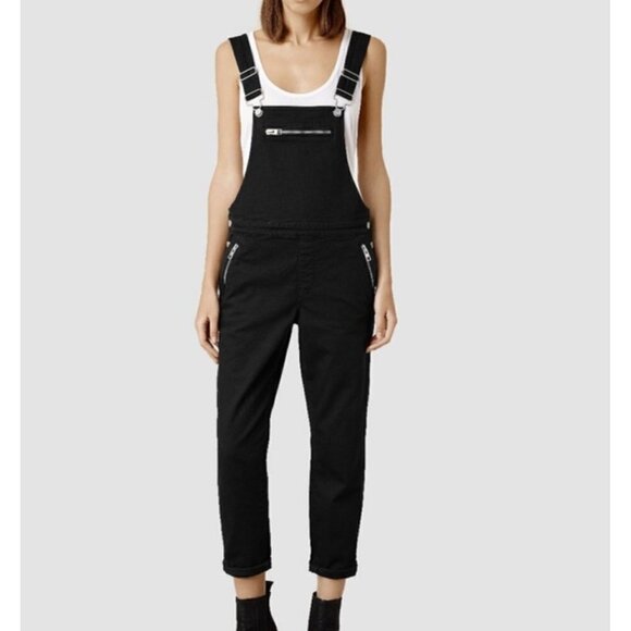 ❤️ AllSaints Women Dungarees denim overalls, black, Size 25 - Picture 2 of 11
